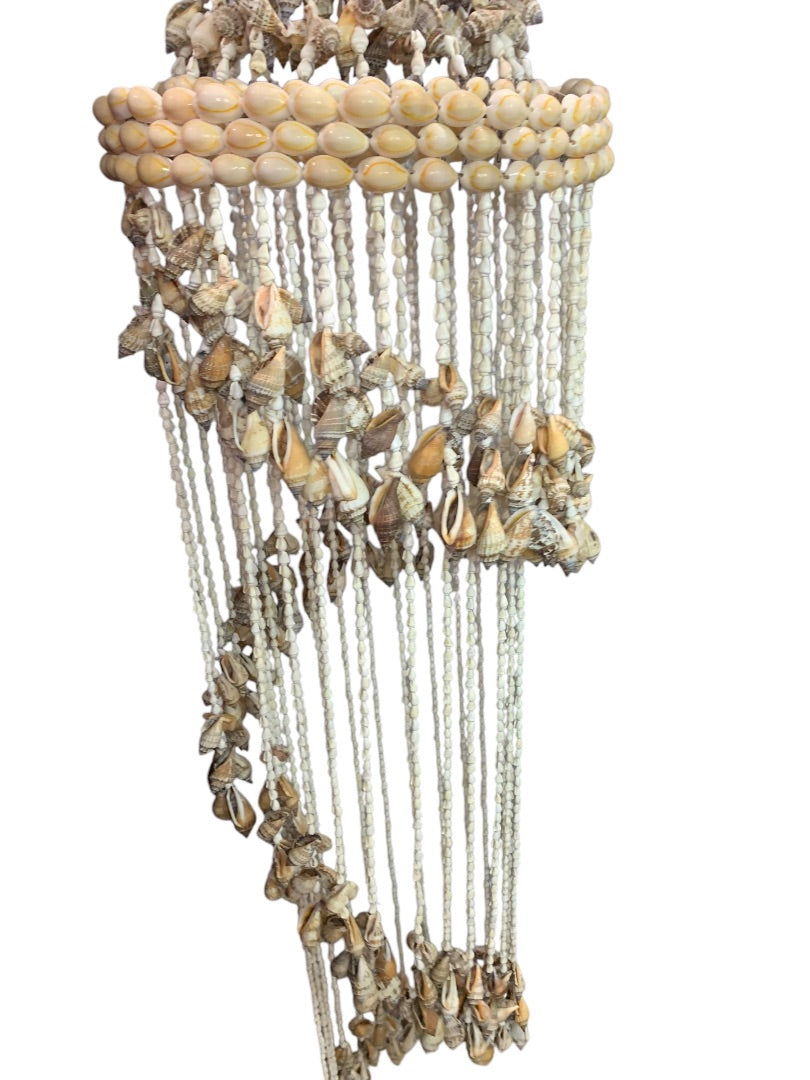 Vintage 48 Inch Seashell Windchime Chandelier Spiral Boho Coastal Chic