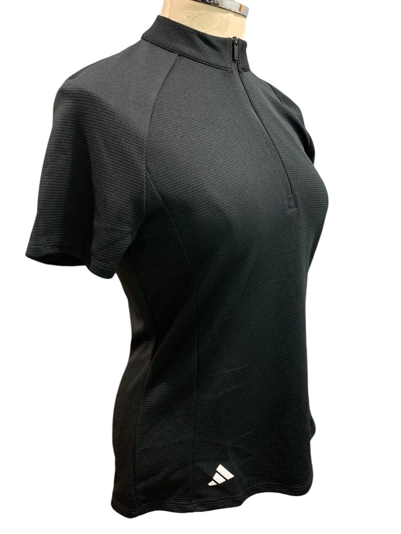 Small Adidas Golf Womens New Short Sleeve 1/4 Zip Shirt Black HT1306