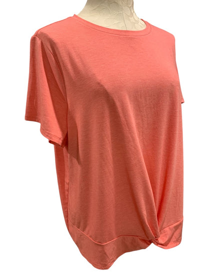 XXL Apt 9 Womens New Coral Twist Hem Tshirt Soft Short Sleeve