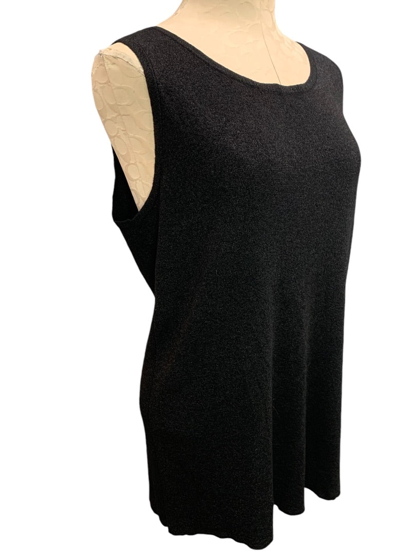 1X RSVP by Talbots Womens Black Sweater Knit Sleeveless Shell Top Metallic