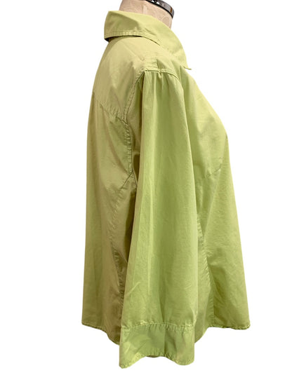 20W Merona Womens Yellow Green Button Up Shirt 3/4 Sleeve