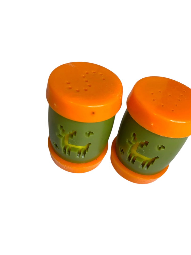 Plastic St Labre Indian School Salt and Pepper Shakers Orange Green