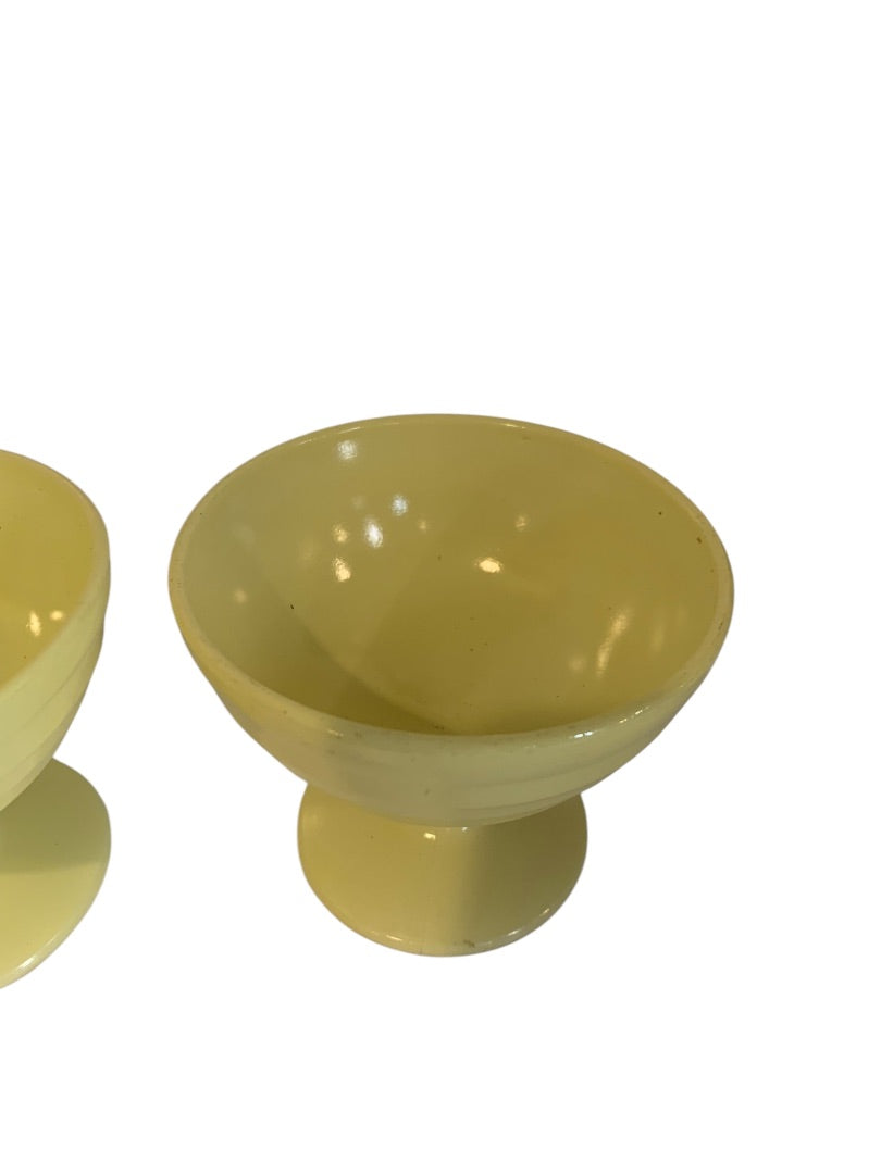 Set of 2 Hazel Atlas 1940s Sherbet Dish Moderntone Platonite Pastel Yellow