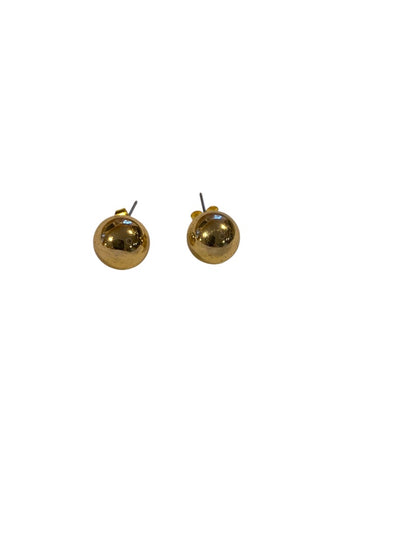 Goldtone Post Pierced Stud Earrings 12mm Ball Round Sphere