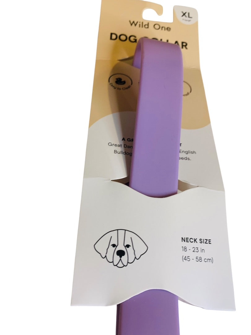 XL Wild One Dog Collar All Weather Durable Flex-Poly Neck Size 18-23 Inches Lilac