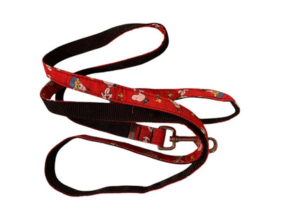 Dog Leash Peanuts Snoopy Red 70 Inch Reinforced Fabric Pet