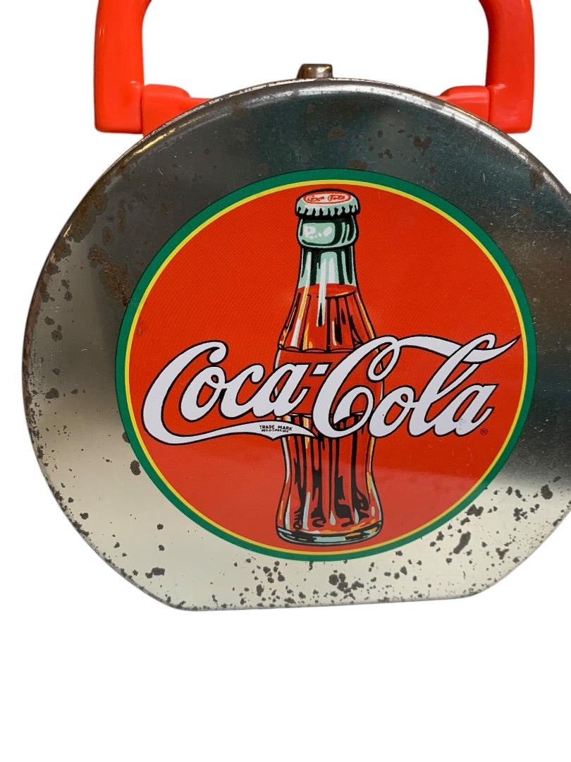 Vintage Coca Cola Small Tin Hat Lunch Box Latch Classic Coke Bottle Handle