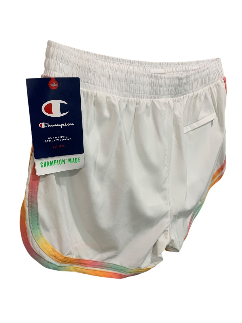 Medium Champion Womens New Running Varsity Shorts White Lined