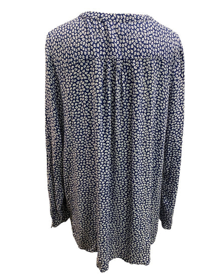 XXL Amazon Essentials Blue White Print Womens Blouse Pullover