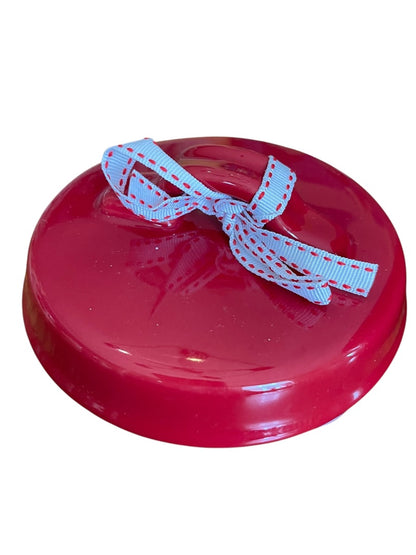 Rae Dunn by Magenta Mistletoe Kisses Cookie Jar Red 9" x 6"