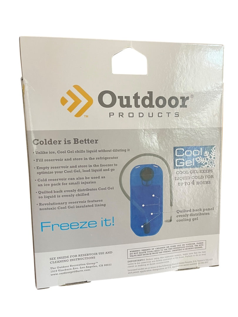 Outdoor Products Blue 2L Cool Gel Reservoir Bottle Quick Release Hose NEW
