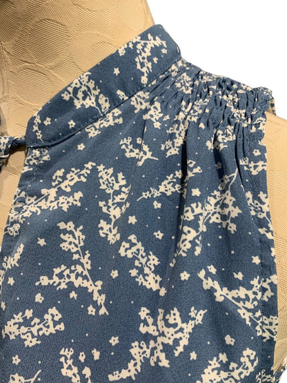 XS Saks Fifth Avenue Dress Peasant Style Blue White Floral Sleeveless