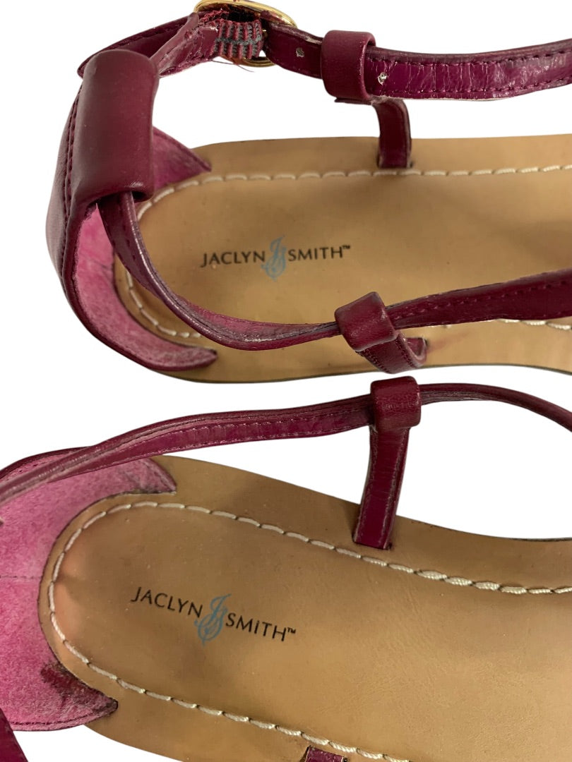 Size 8 Jaclyn Smith Womens Flat Sandals Rosette Belle Raspberry Color
