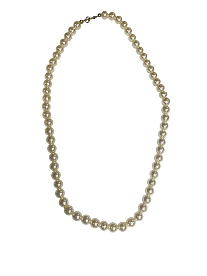 Vintage Faux Pearl Off White Necklace 19 Inch Spring Clasp