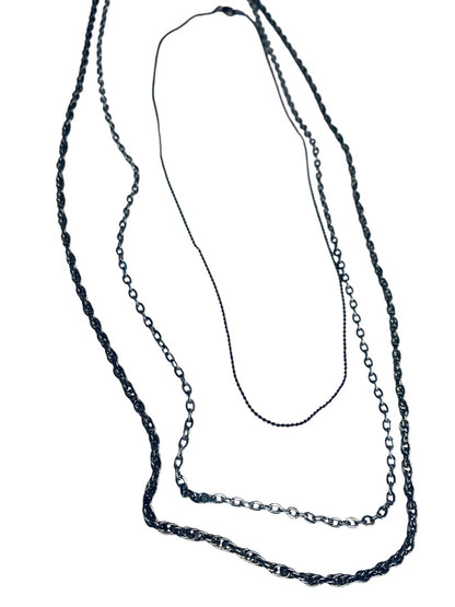 3 Vintage Silvertone Chain Necklaces Spring Clasps 16 22 24 Inch