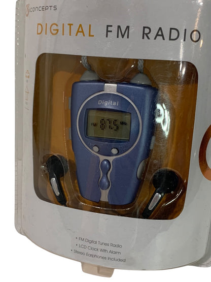 iconcepts Digital FM Radio Sealed New Earphones LCD Clock