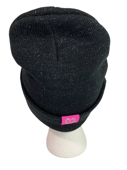 JoJo Siwa One Size Womens Black Sparkle Knit Beanie Hat Rainbow