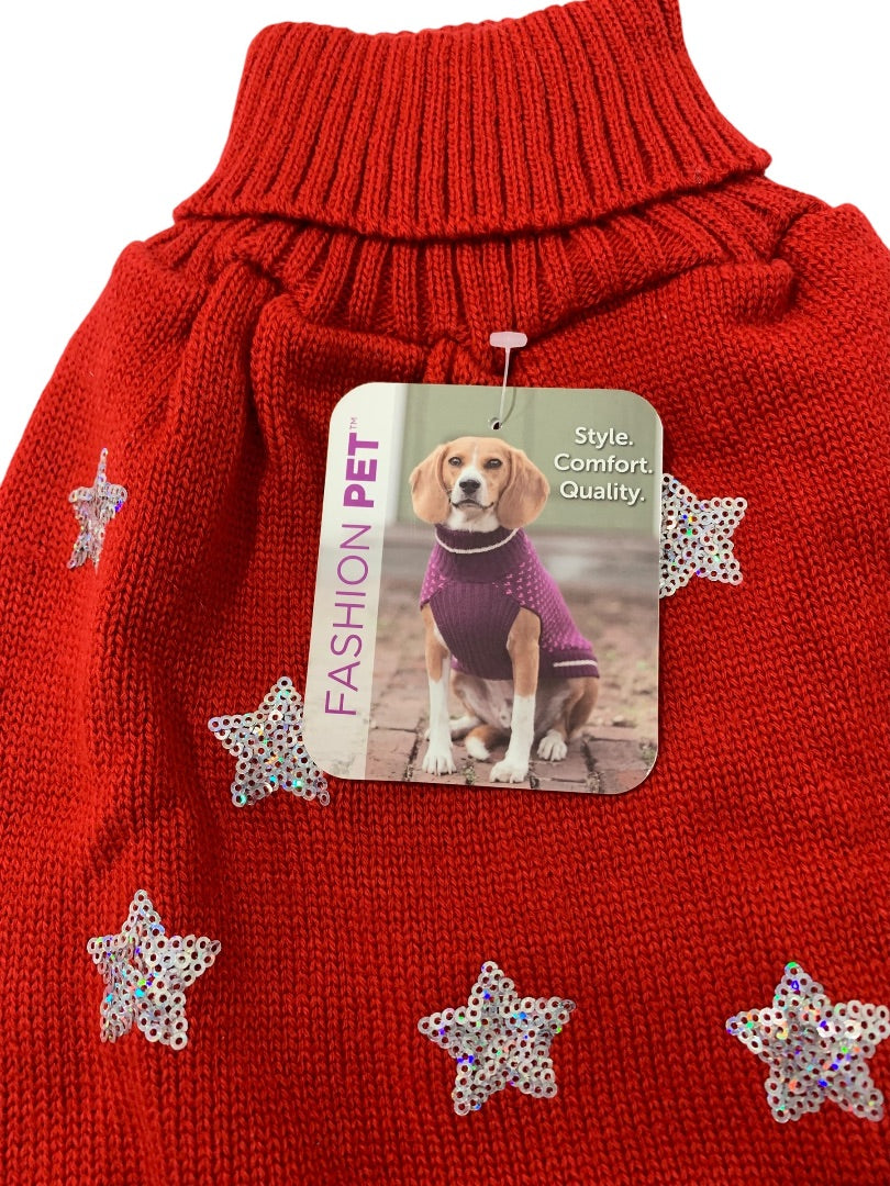 Medium Fashion Pet Dog Sweater New Red Sweater Sequin Stars