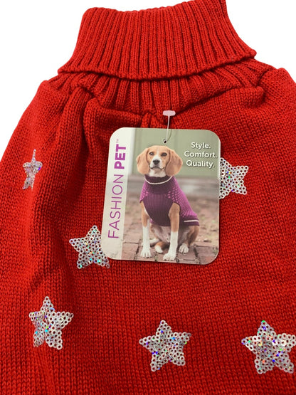 Medium Fashion Pet Dog Sweater New Red Sweater Sequin Stars