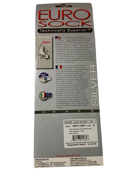 Small Euro Sock Light Weight Bike Silver Cycle Quarter EU202 Unisex