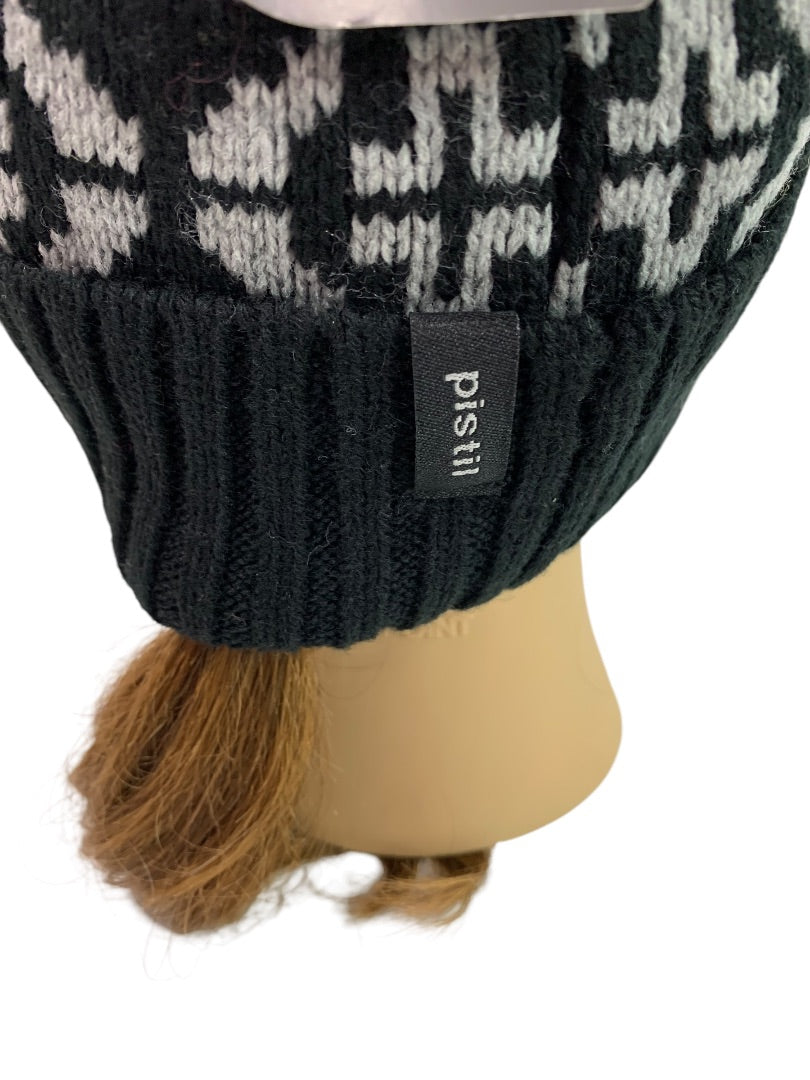 One Size Pistil Womens New Sweater Knit Ava Hat Gray Black Pom Pom