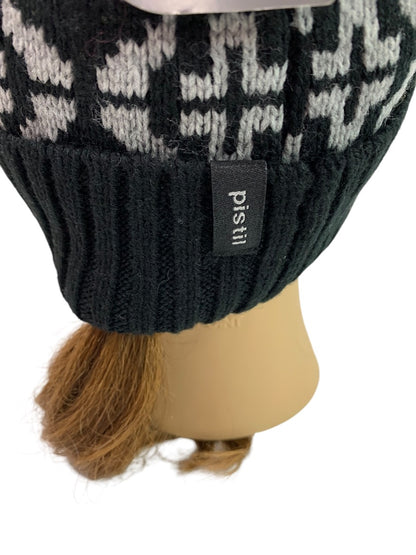 One Size Pistil Womens New Sweater Knit Ava Hat Gray Black Pom Pom