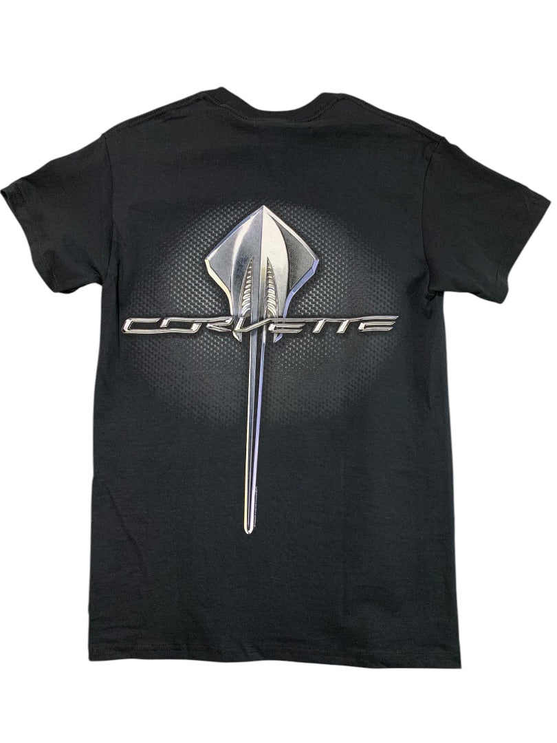 Small Corvette Mens Black Short Sleeve Tshirt Gildan