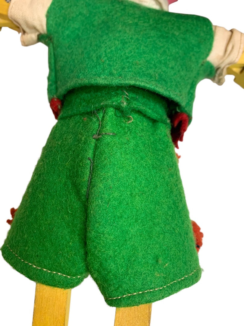 Vintage Pedro Gros Handcrafted Doll Articulated Wood Felt Boy 12.5 Inch