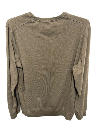 Large Boston Traders Long Sleeve Crew Neck Mens Pullover Shirt Brown