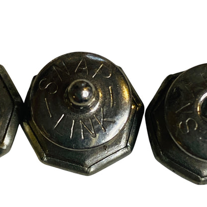 Vintage Snap Cufflinks Contrast Snap Link Silvertone Ornate 13mm