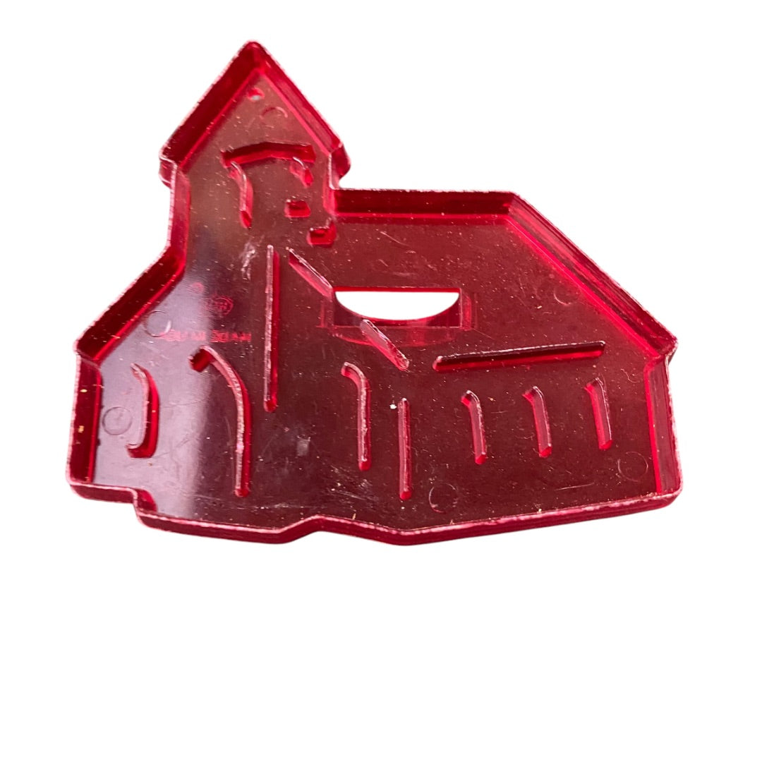 1970s Red Transparent HRM Country Church Plastic Cookie Cutter USA