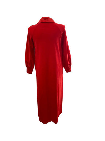 Size 14 Vanity Fair 1970s Womens Red Half Zip Robe Long Sleeve Dacron Polyester