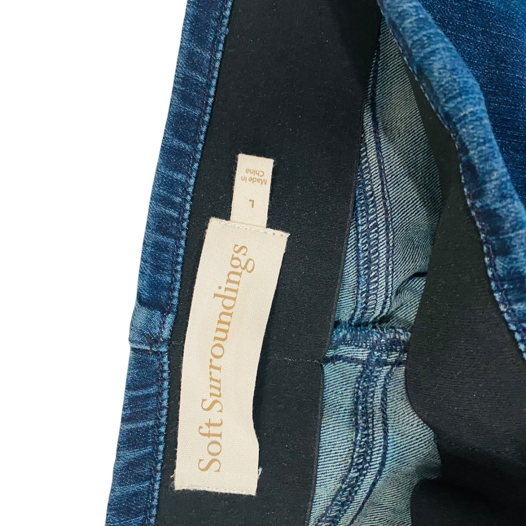 Large Soft Surroundings Womens Dark Wash Jeans Jeggings Stretch Denim Elastic Waist