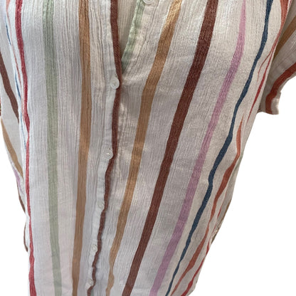 Small Madewell Womens Cotton Gauze Tunic Button Up Short Dolman Sleeve Shirt