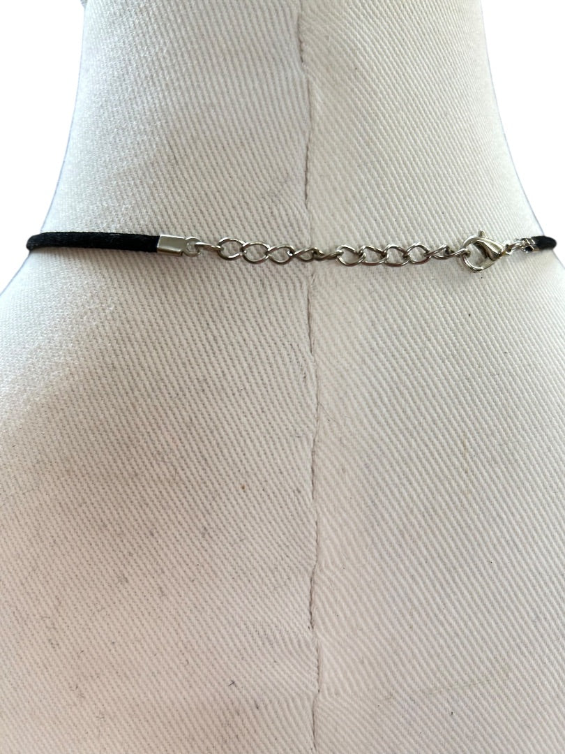 Oversize Polymer Clay Pendant on Black Cord 18 Inch Necklace