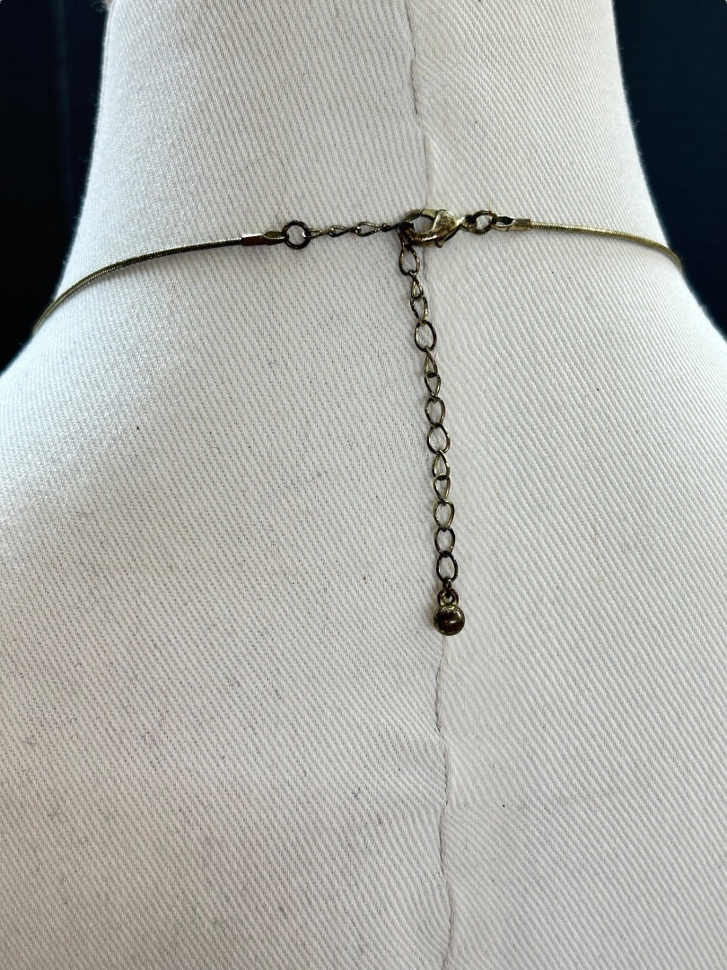 Goldtone Beaded Necklace Statement 17-19.5 Inch Melon Color