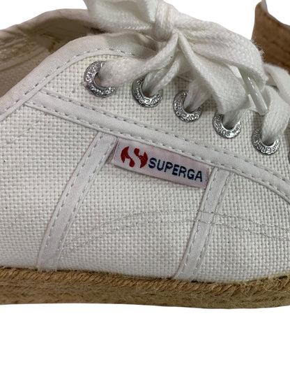 Size 39 Superga Womens Espadrille Canvas White Sneakers Platform