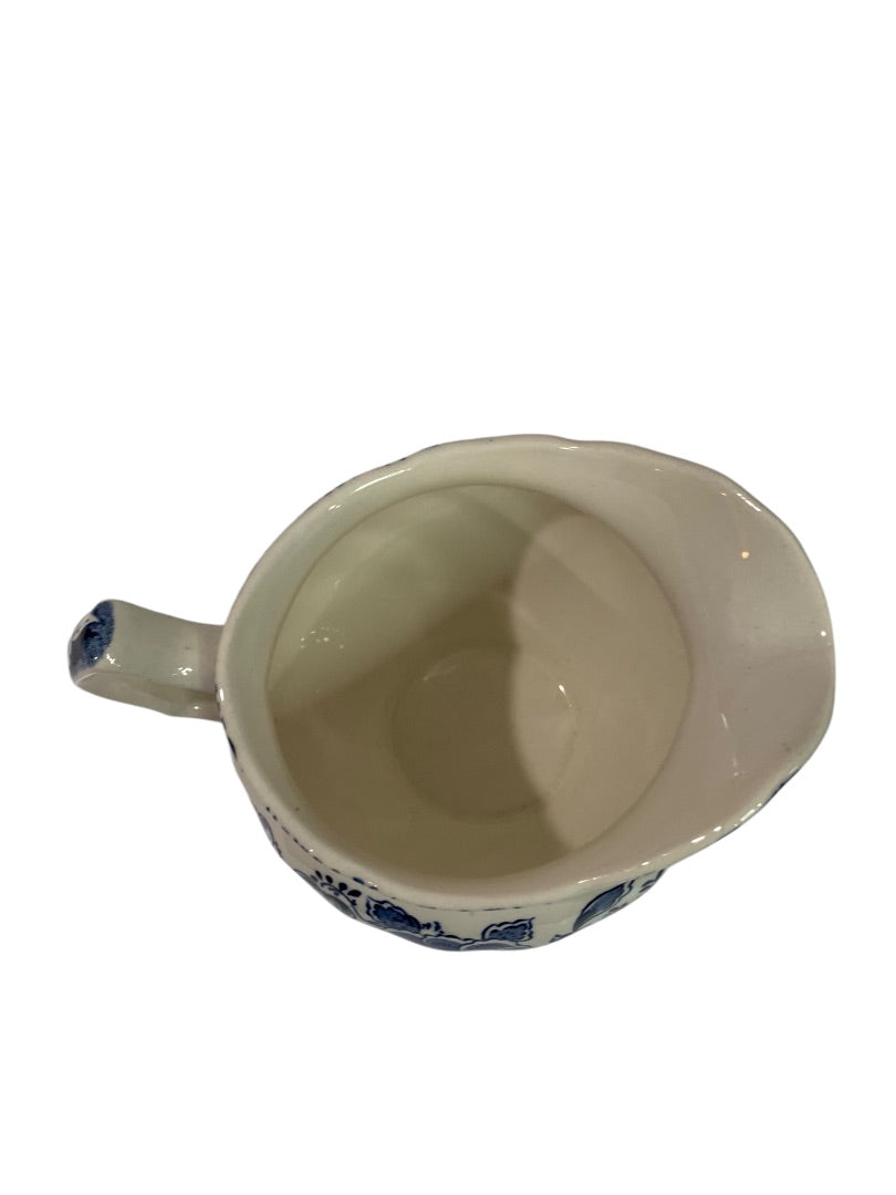 Staffordshire Sudbury Square Blue Creamer Vintage 4 Inch