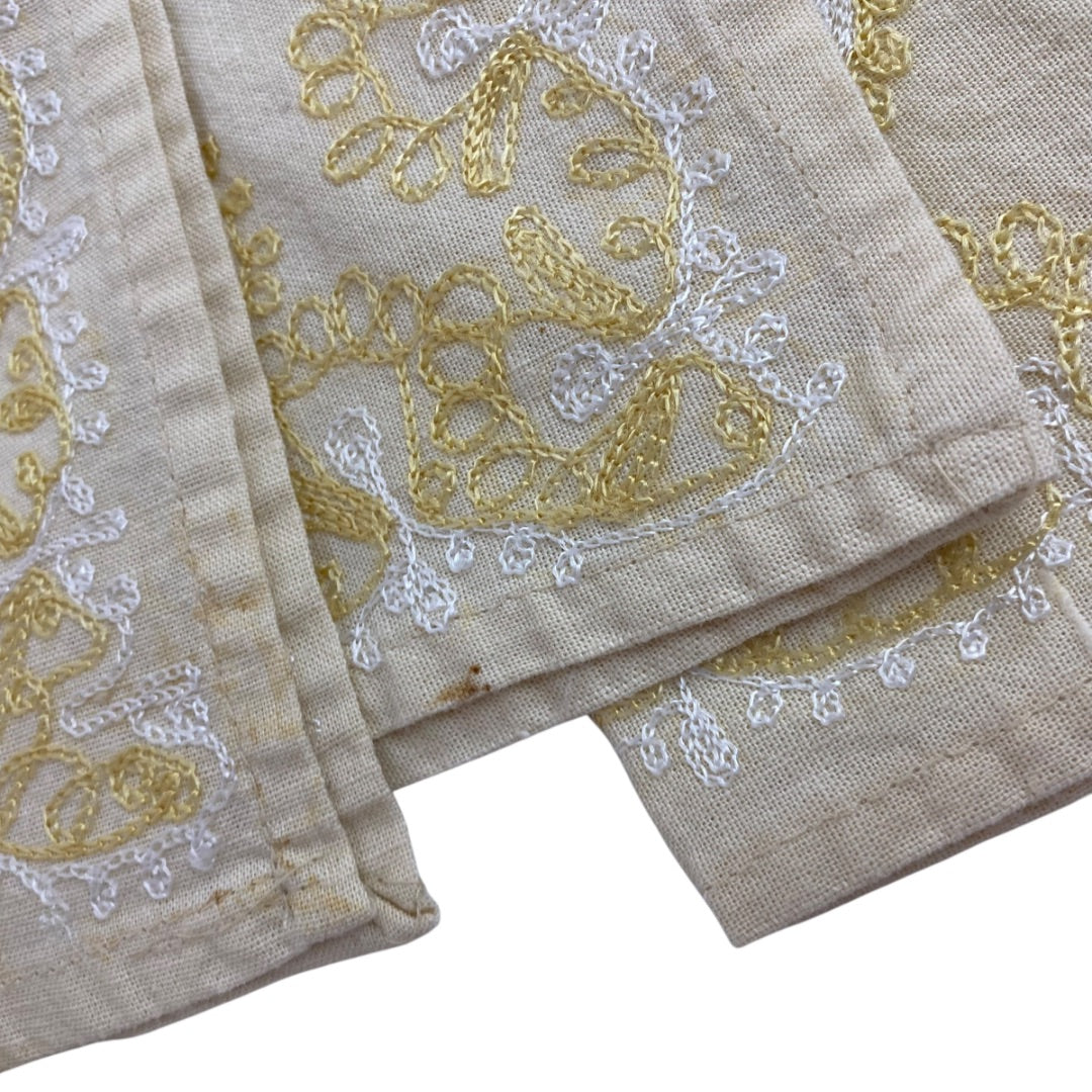 Vintage Set of 5 Embroidered Intricate Cloth Napkins 11 x 13 Inches
