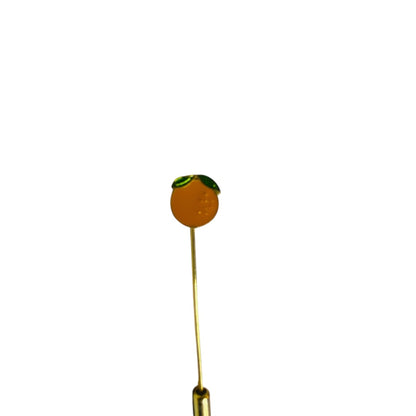 Vintage Orange Fruit Enameled Stick Pin Goldtone 2.5 Inch