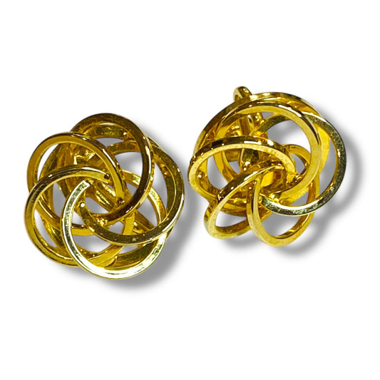 Vintage Goldtone Screwback Non-Pierced Earrings Interlocking Circles .6" Diameter