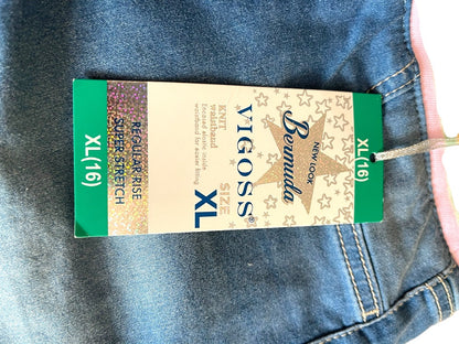 XL (16) Vigoss Knit Waistband Bermuda Super Stretch Girls Shorts New