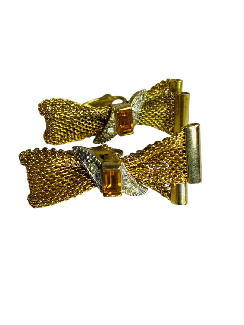 Emmons 1965 Parisienne Nights Rhinestone Accent Clip-On Earrings 1.5 Inch