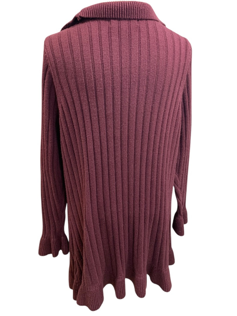 18/20 Avenue Sweater Collection Womens Eggplant Open Cardigan
