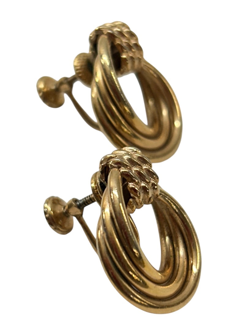 Vintage Goldtone Non-Pierced Screwback Earrings .9 Inch Diameter