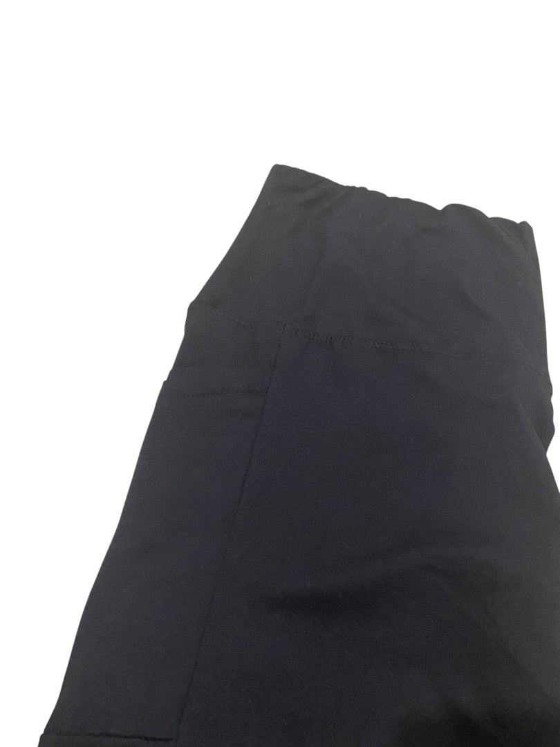 1XL Womens Black Leggings Soft Side Stash Pockets High Waist Full Length