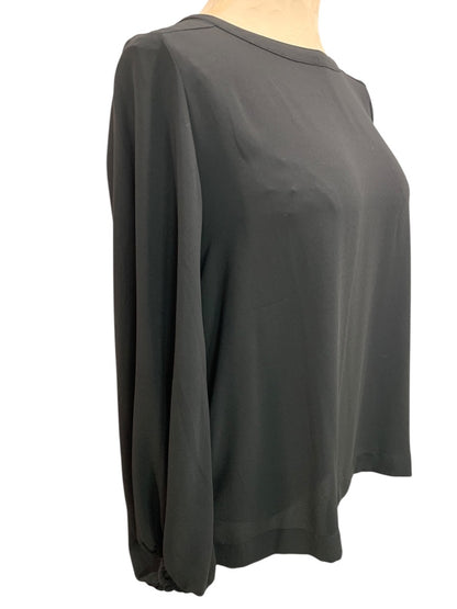 XS Loft Womens Black Blouse Shirt Long Banded Sleeve