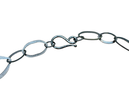 Large Oval Interlinked Chain Necklace Gun Metal 34 Inch Hook Closure