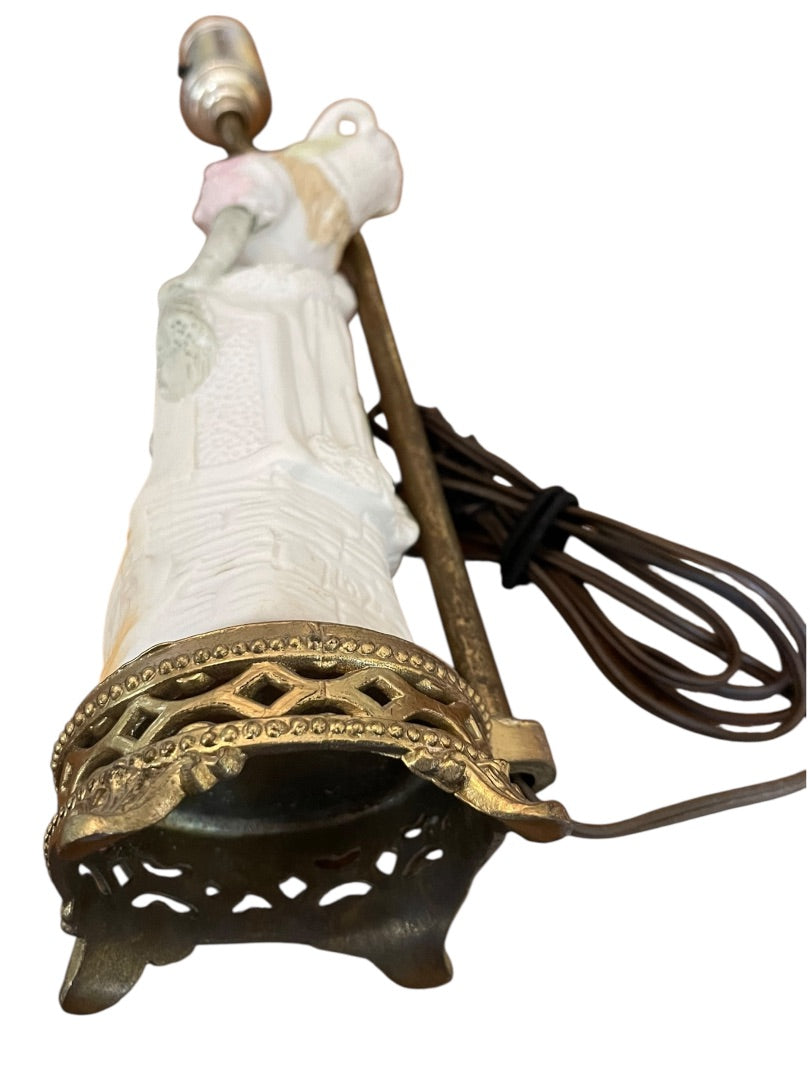Vintage Table Boudoir Lamps Figural Victorian Man Woman Porcelain 14.5"h F30