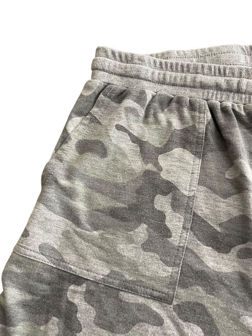 3X June & Delancey Elastic Waist Drawstring Shorts Gray Camoflauge Womens